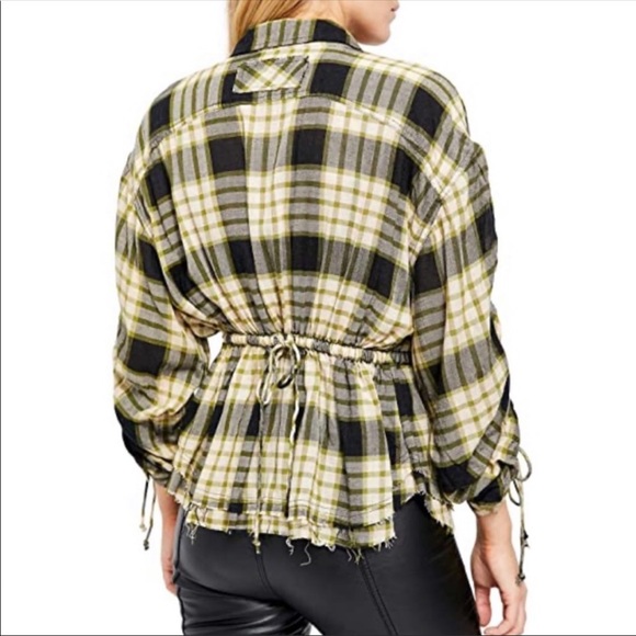 Free People Distressed Slouchy Plaid Flannel Top M - Picture 3 of 10